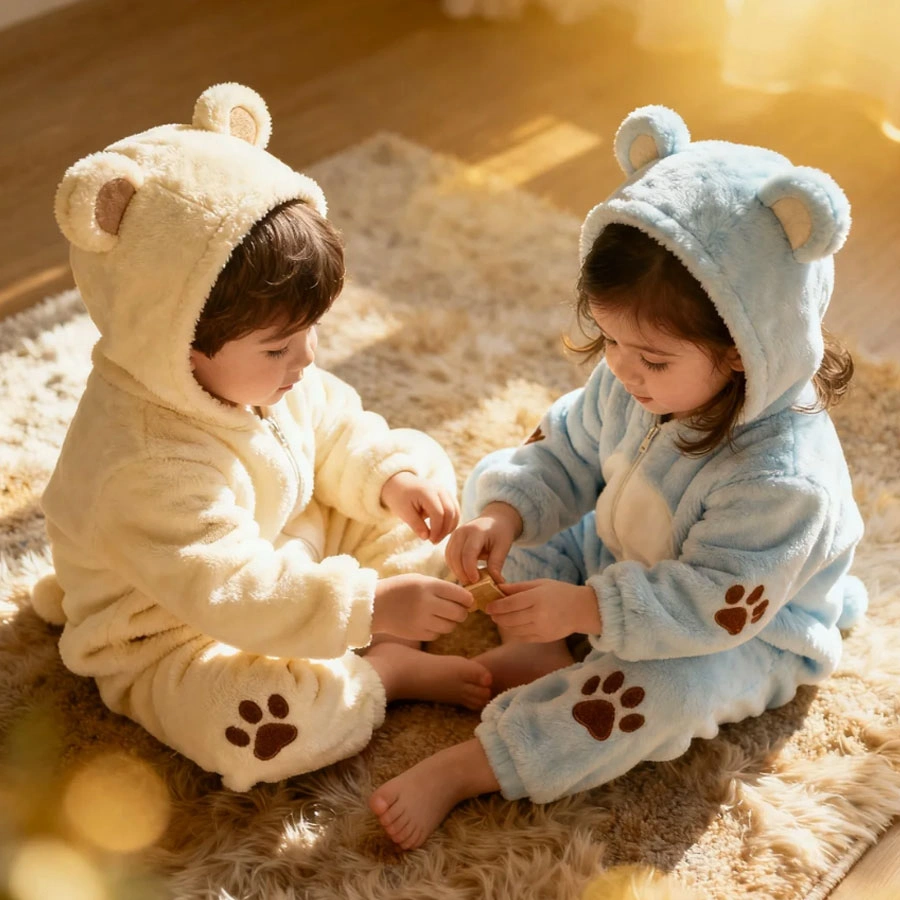 Cute toddler outfit sets for boys and girls breathable clothing cozy bear design